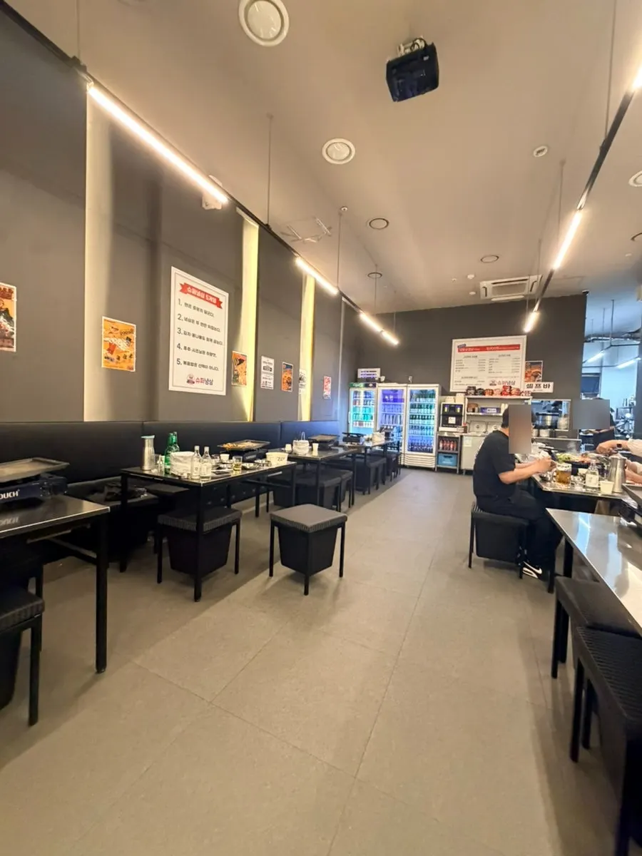 Bright, tidy interior of the naengsam restaurant