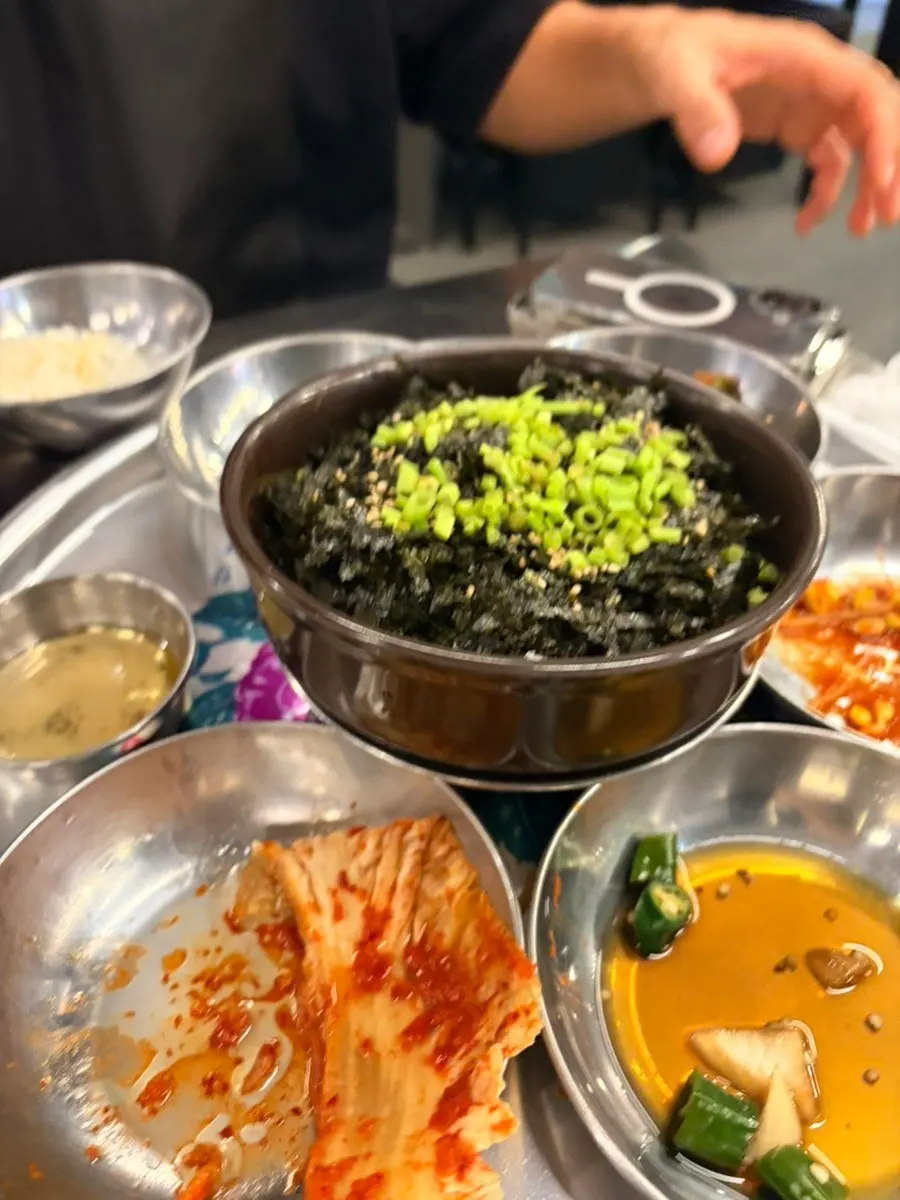 Fried rice ingredients with minari