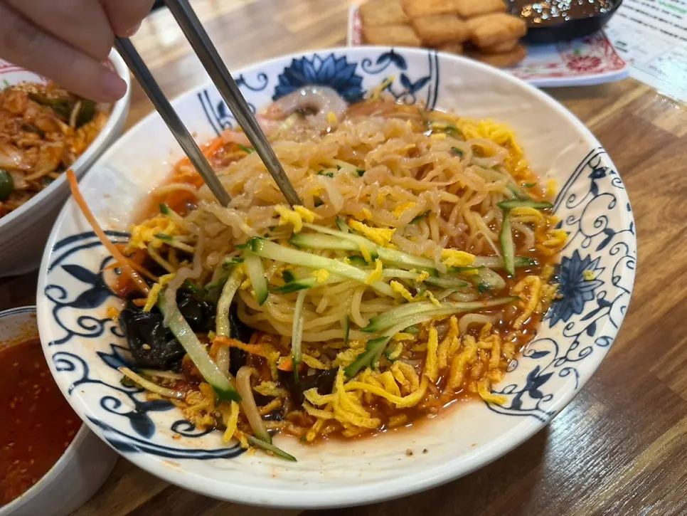 Seafood cold jjamppong loaded with seafood