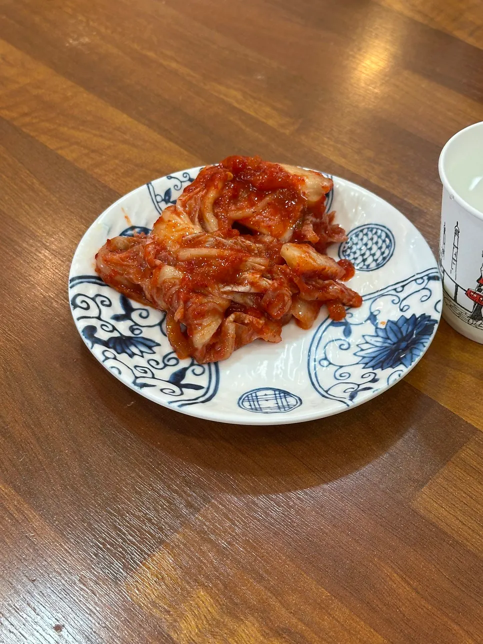 Free kimchi taken from the self-bar