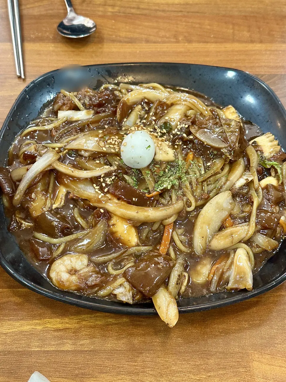 Solo tray jjajang served on a tray