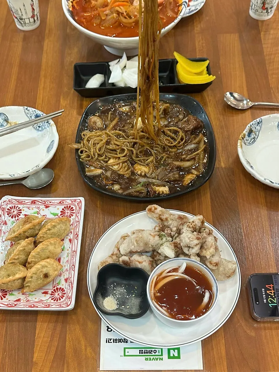 Tray jjajang noodles loaded with toppings