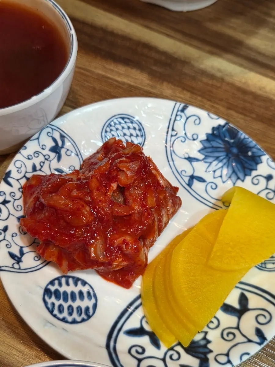Jjamppong broth served with the fried rice