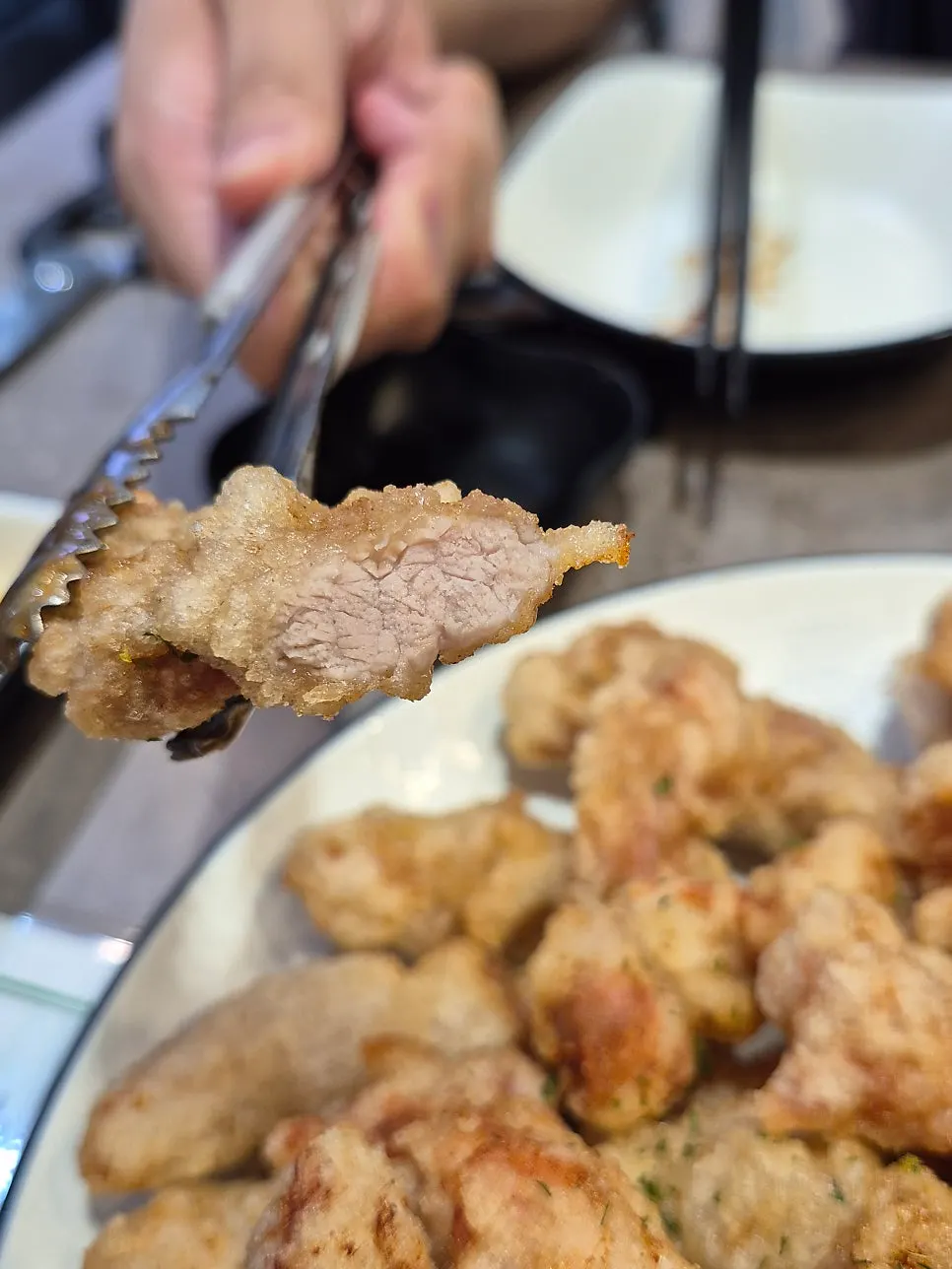 고기로 꽉 찬 탕수육 단면