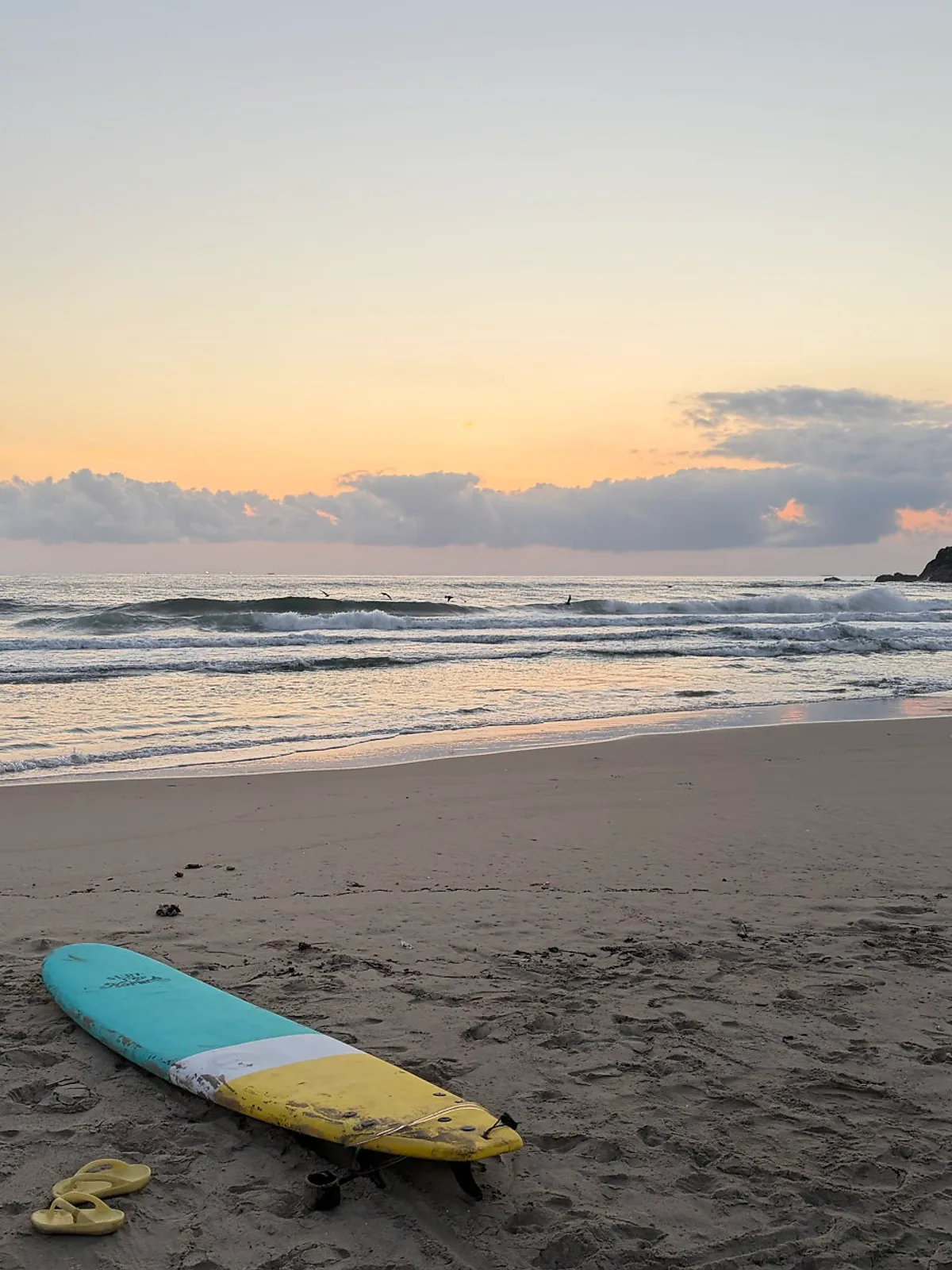 View of Seolak Beach with waves coming in, Yangyang