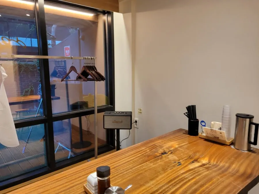 Bar seating by the window