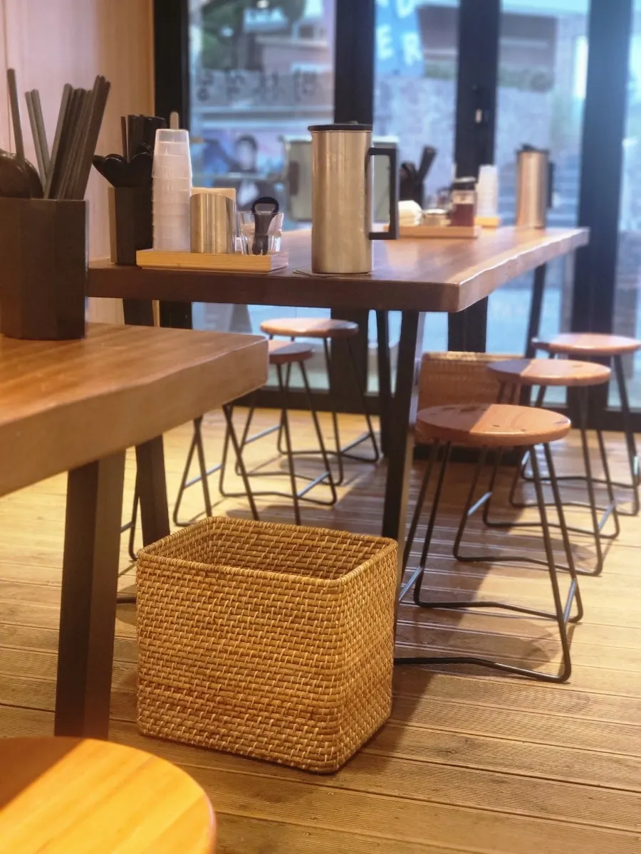 A table set with disposable aprons