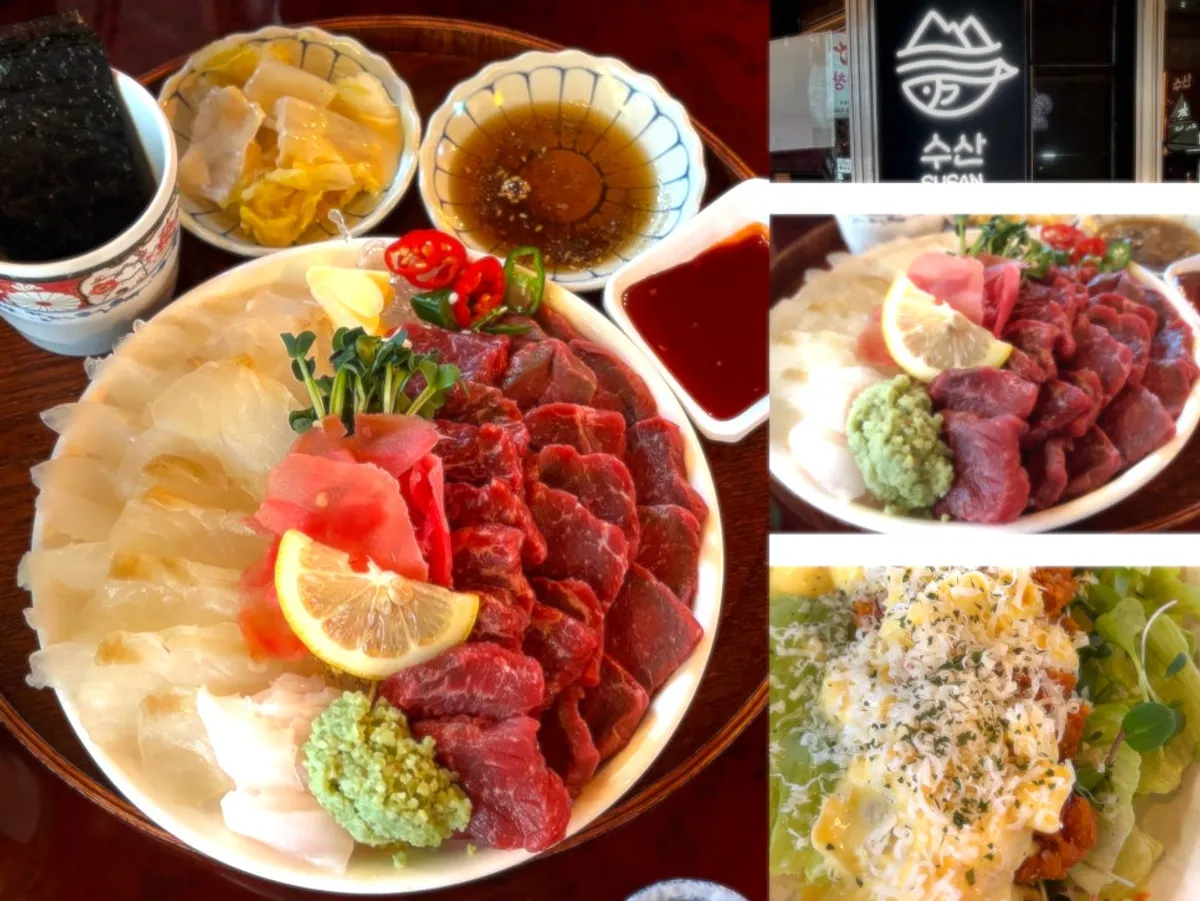 Table spread of aged sashimi anju at Susan Sadang Main Branch