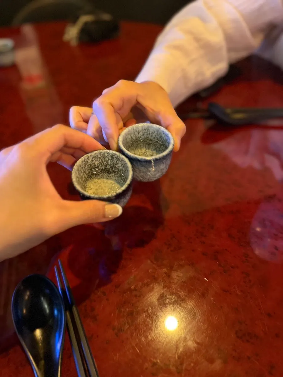 Welcome sake served before the meal