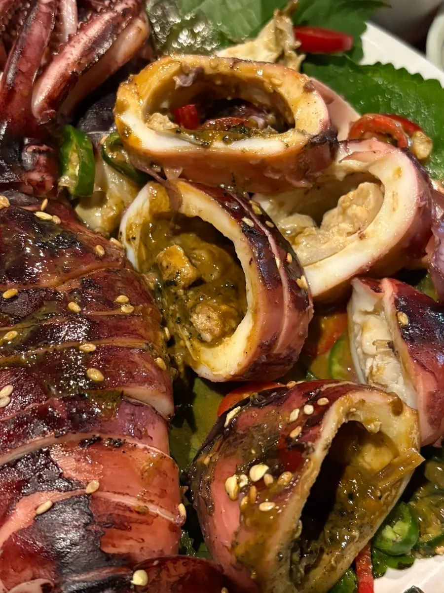 내장까지 익힌 오징어통찜 단면