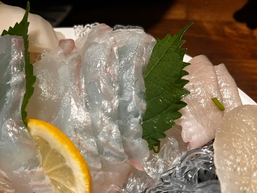 Assorted platter of aged sashimi and seafood