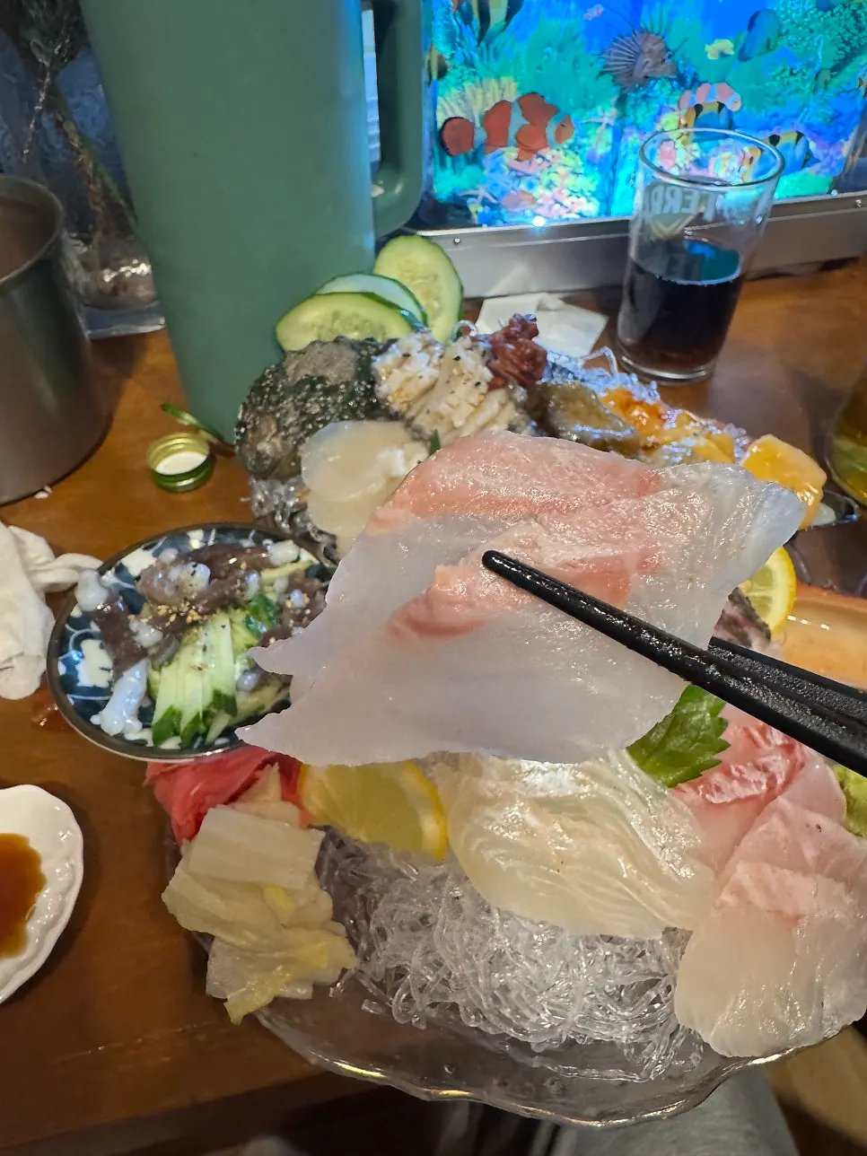 산낙지 해산물 접시 클로즈업