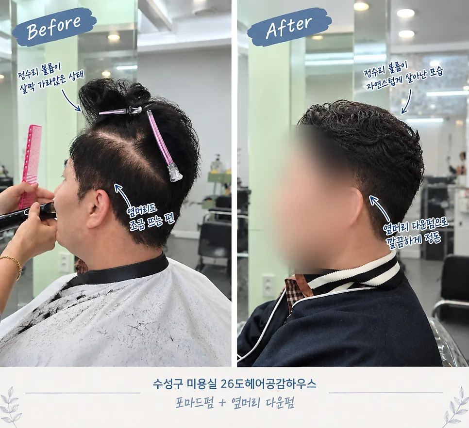 Crown volume lifted by the pomade perm