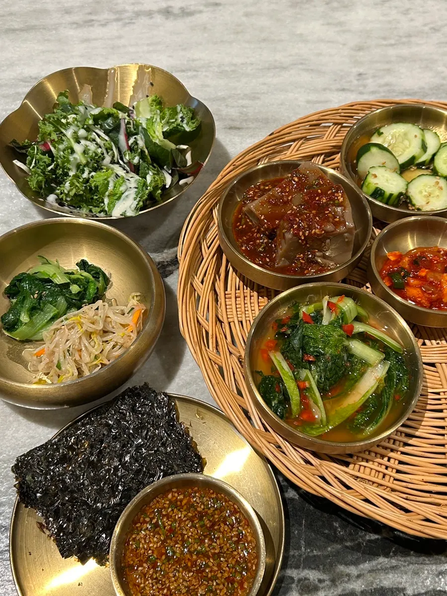 Full basic table spread at Haenyeo Sotbap
