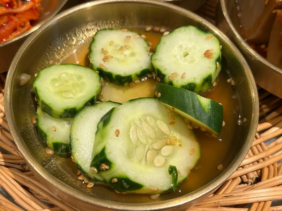Plate of basic banchan at Haenyeo Sotbap