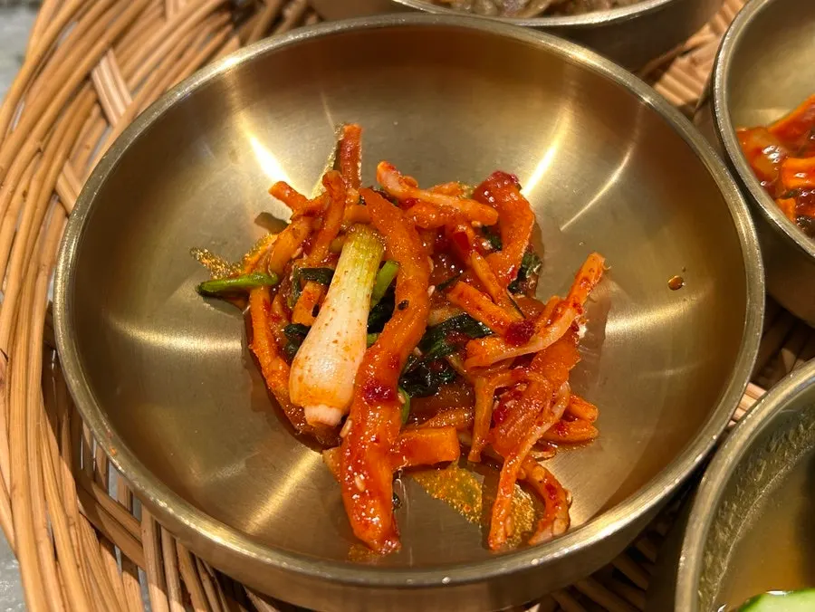 Fried mushrooms and other banchan at Haenyeo Sotbap