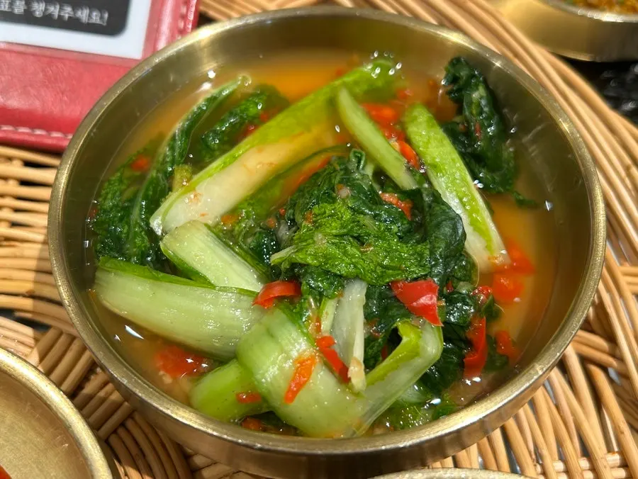 Close-up of banchan at Haenyeo Sotbap