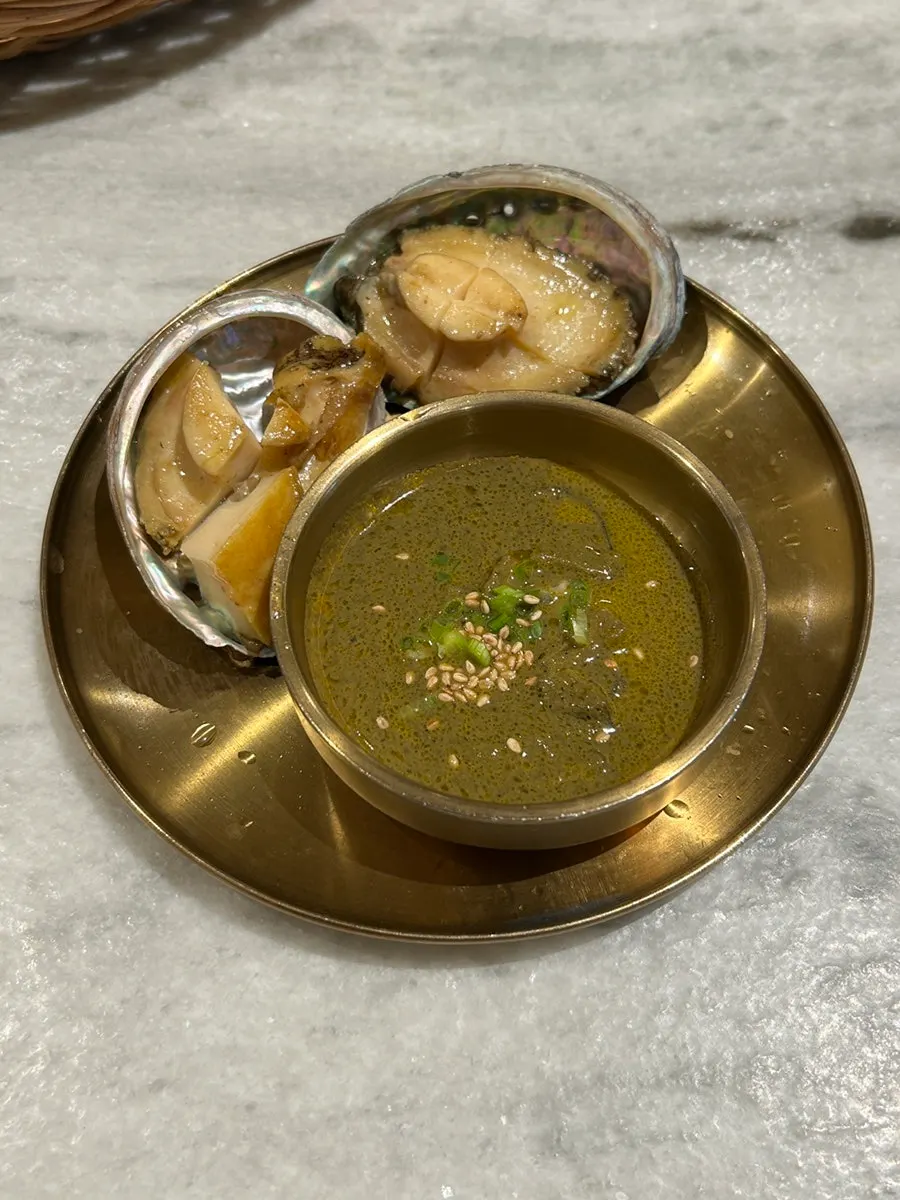 Complimentary 2-piece abalone from a review event
