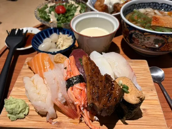 A plate of the 10-piece Premium Sushi Set