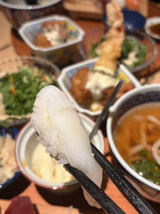 Close-up of sweet shrimp sushi