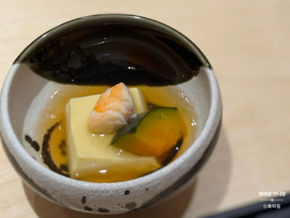 Egg tofu served as the starter