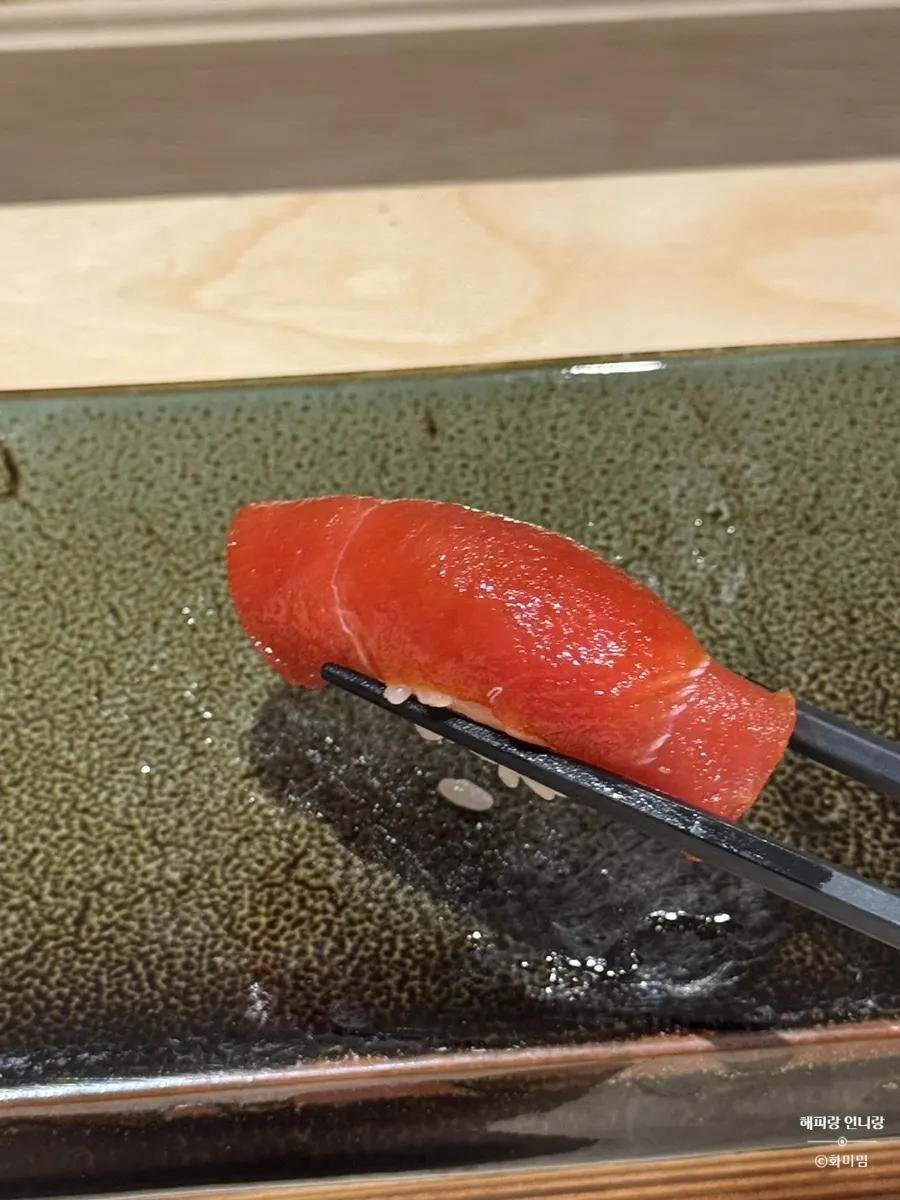 Daurade nigiri with torched skin