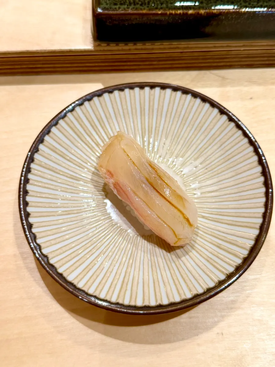 Red seabream sushi at Sushi Hibi