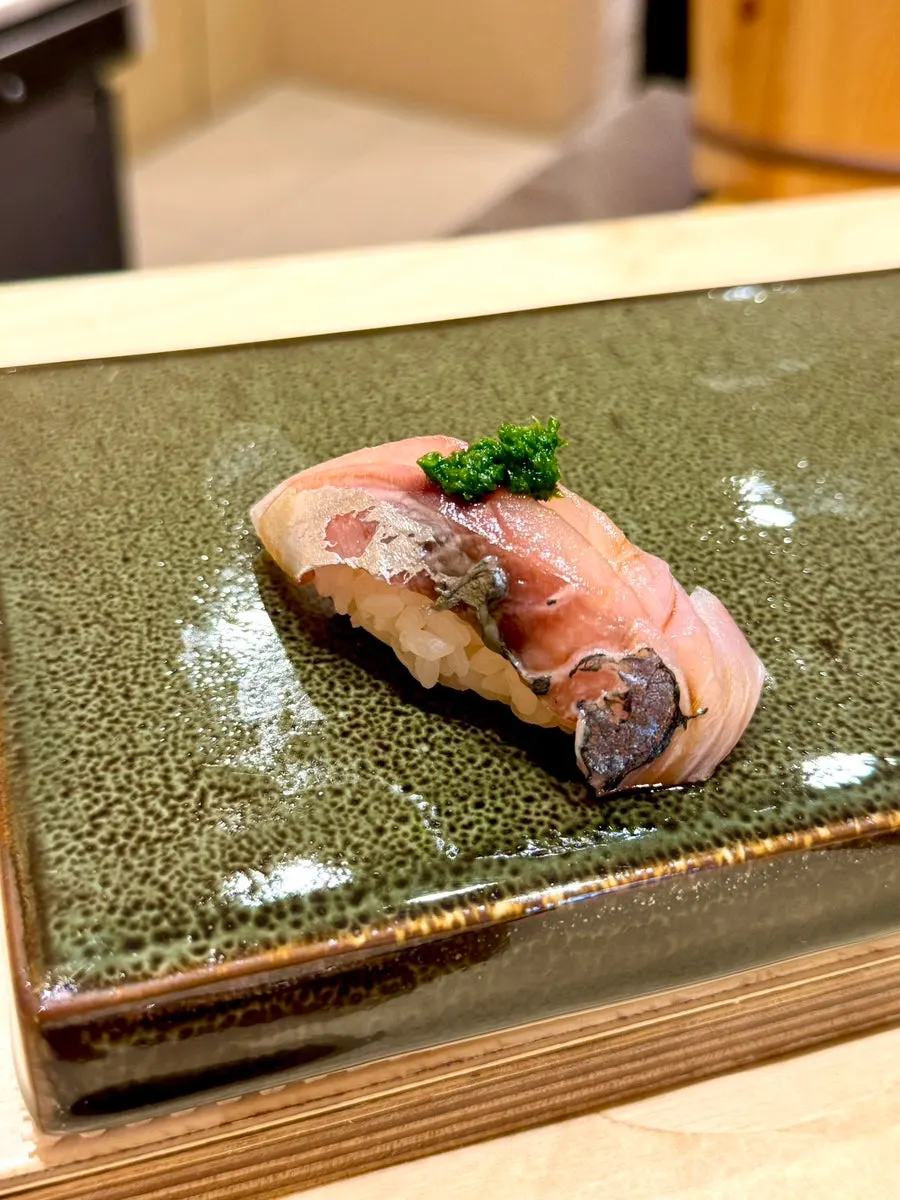 Horse mackerel sushi at Sushi Hibi