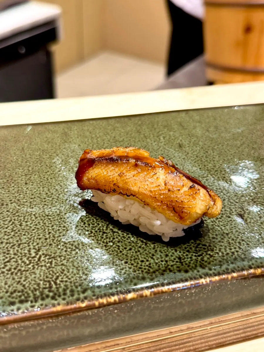 Close-up of Sushi Hibi's tuna back meat sushi