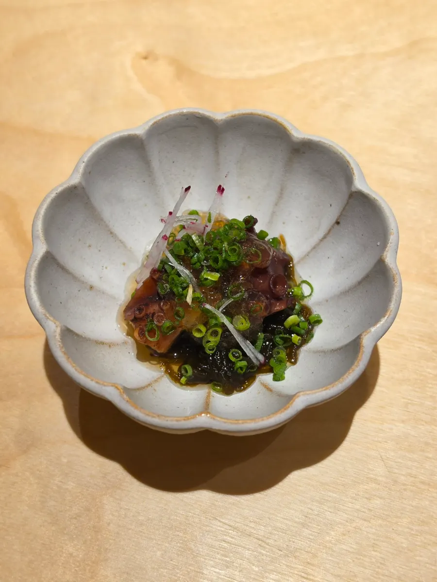Sunomono with vinegar jelly, seaweed, and octopus