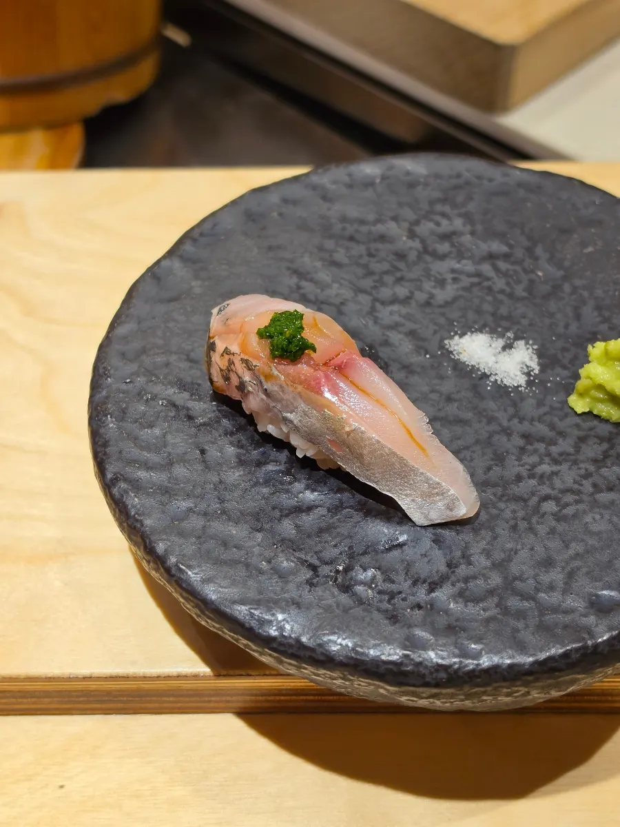 A piece of horse mackerel nigiri