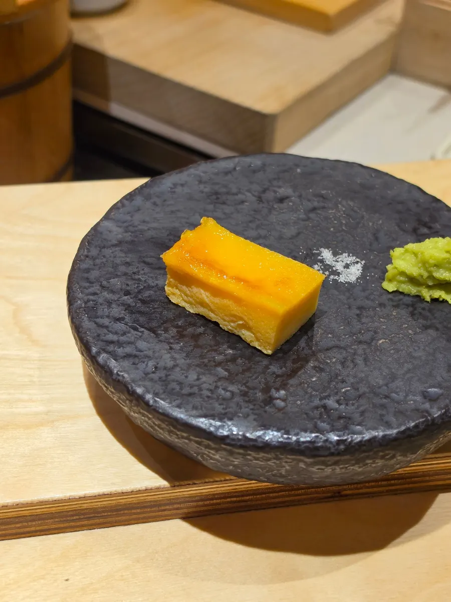 Grilled egg made with egg and shrimp meat