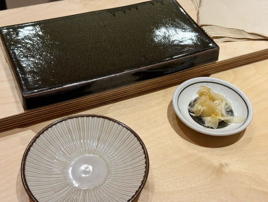 Counter view at Sushi Hibi before the course begins