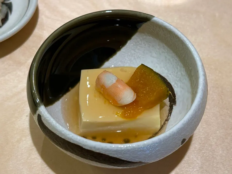 Tamago dofu, the first course of the lunch omakase