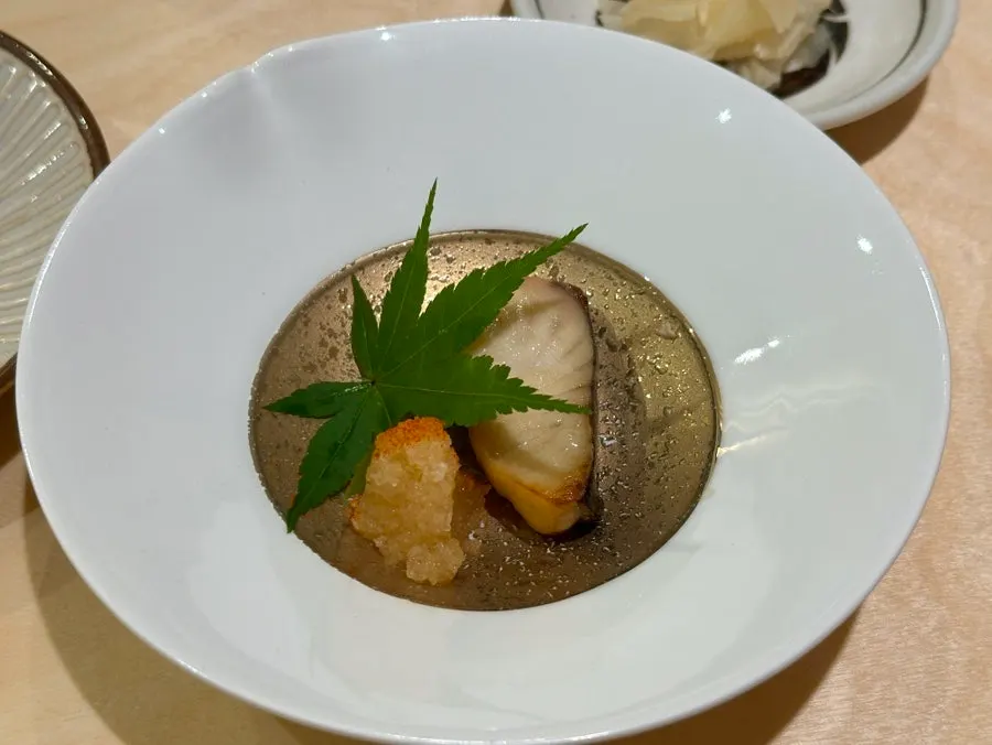 Spanish mackerel yuzu yaki with radish and ponzu