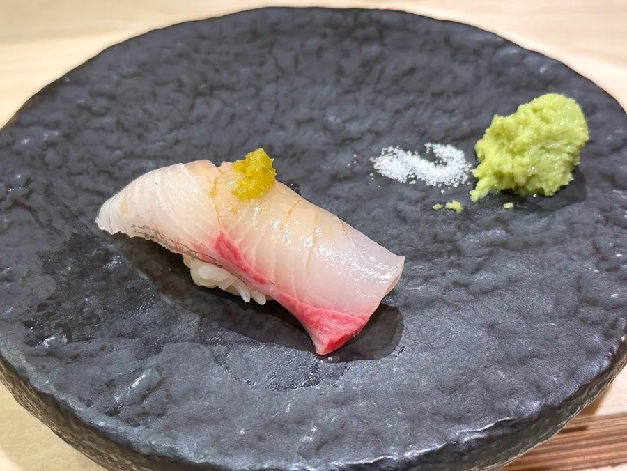Generously portioned ankimo sushi