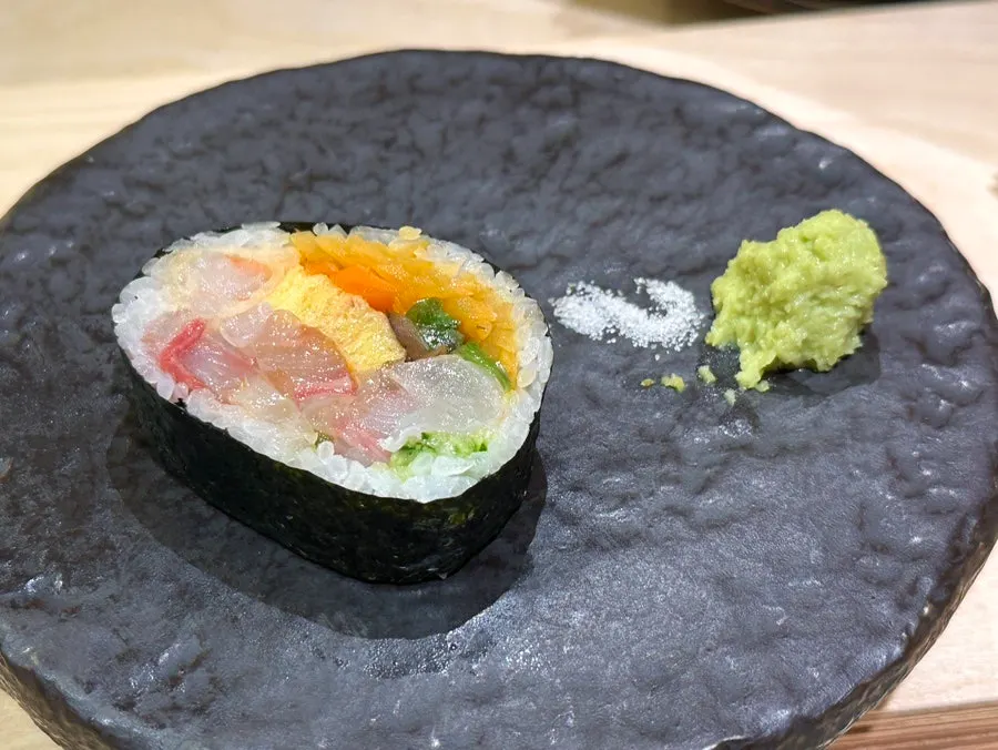 Anago sushi with a crisp exterior