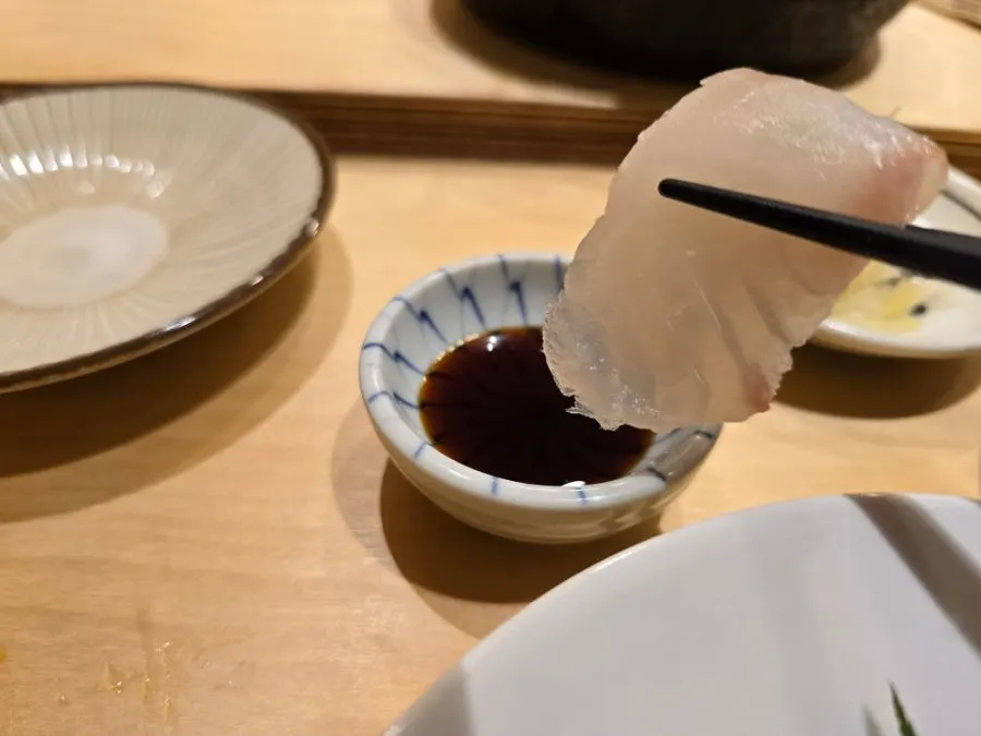 A plate from Sushi Hibi's omakase suited for treating guests