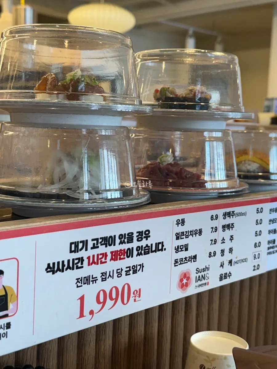 Sign showing the flat ₩1,990-per-plate price