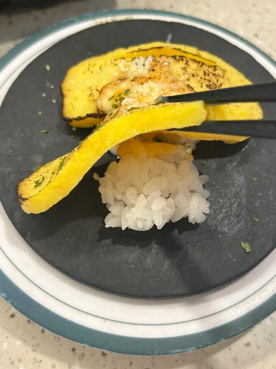 Plate of cheese egg nigiri