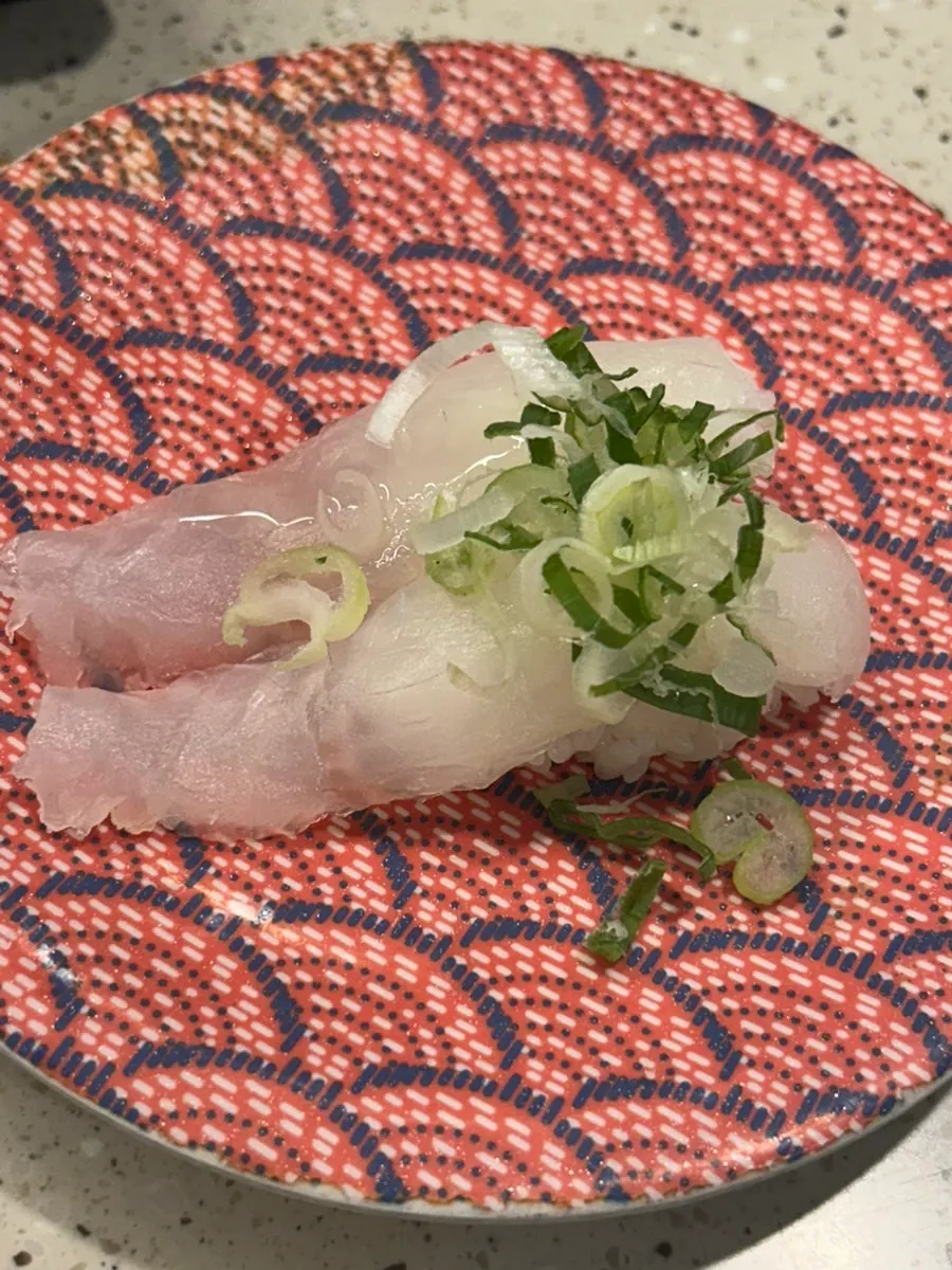 Plate of chewy whelk nigiri