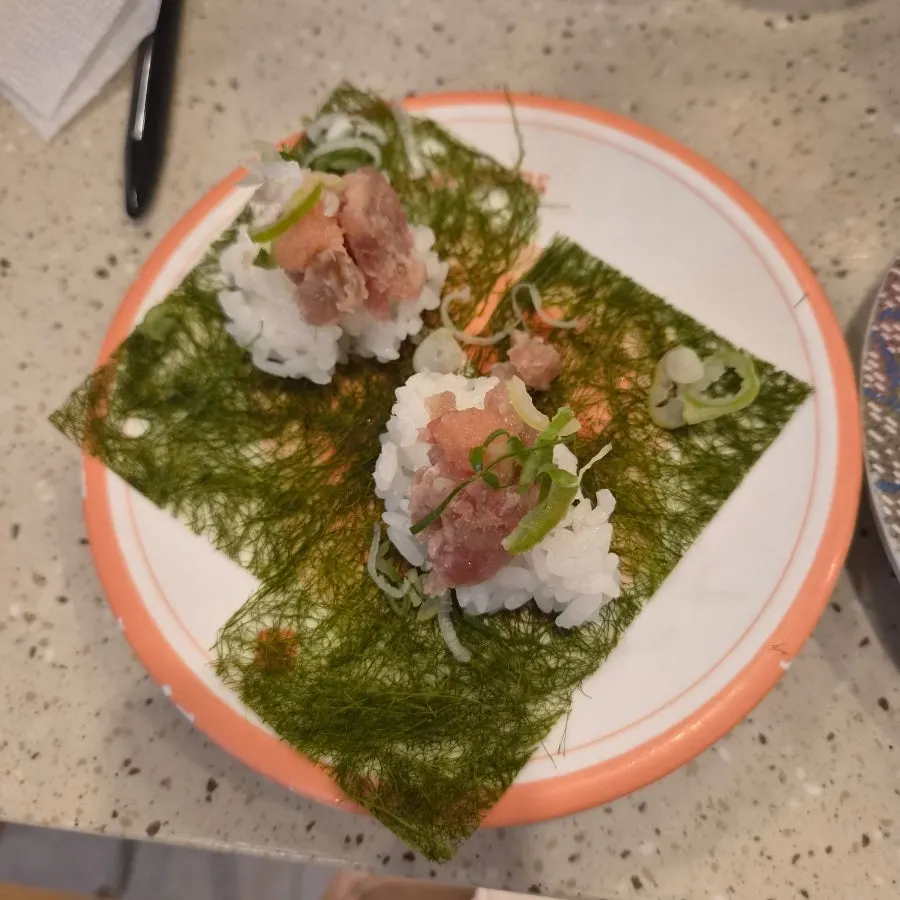 A plate of seasonal menu sushi