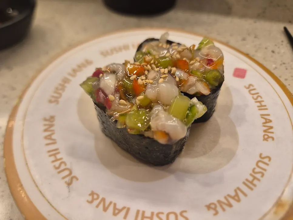 A plate of octopus wasabi sushi