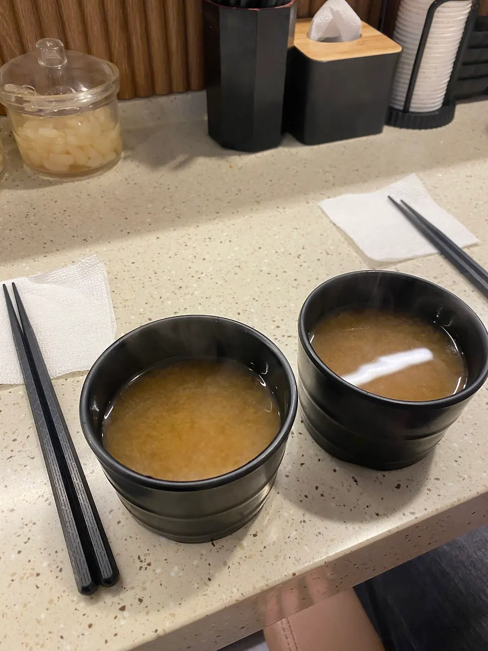 Miso soybean paste soup on the table
