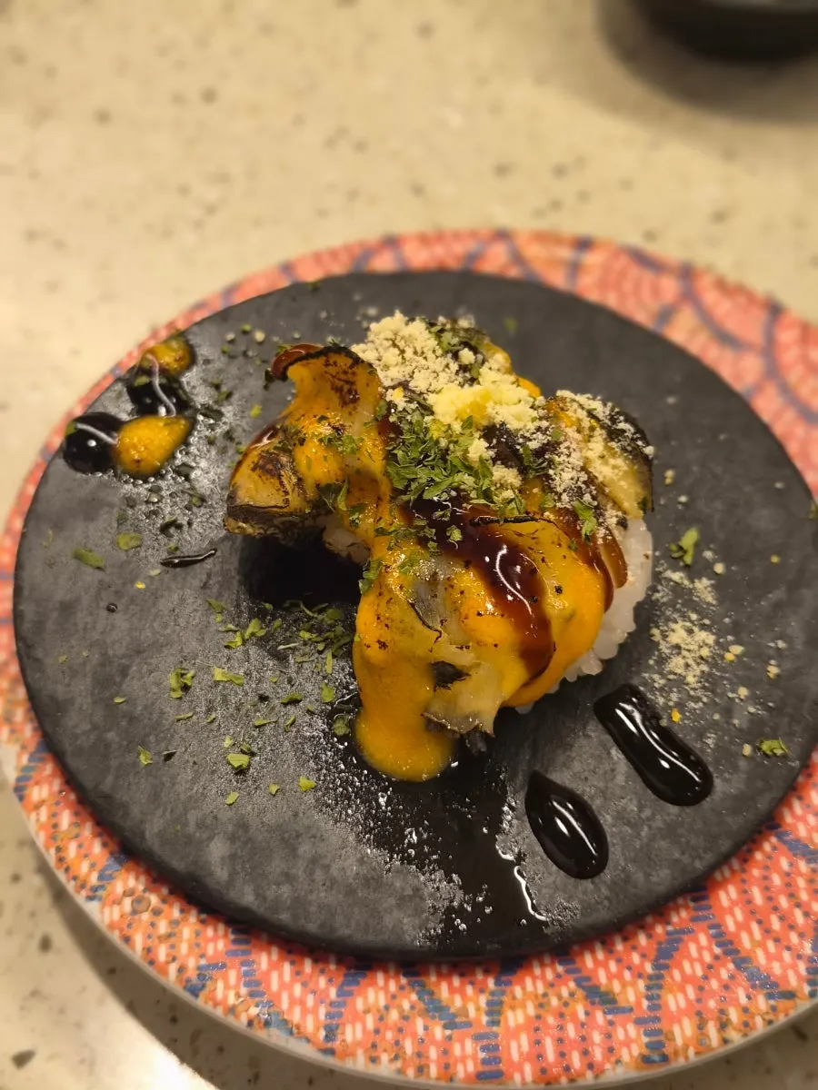 Salmon sushi on a plate