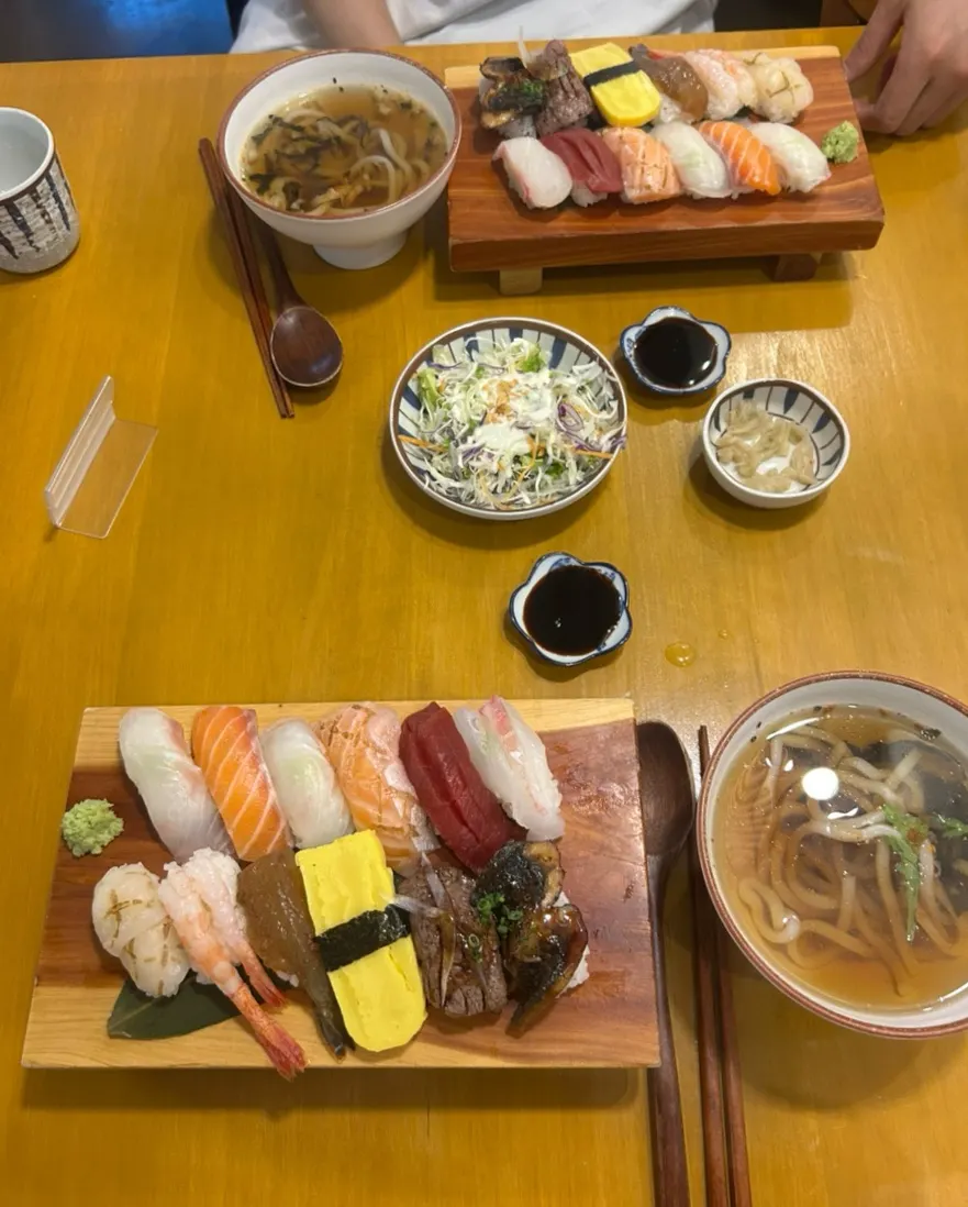 Special sushi platter with flounder, salmon, and tuna