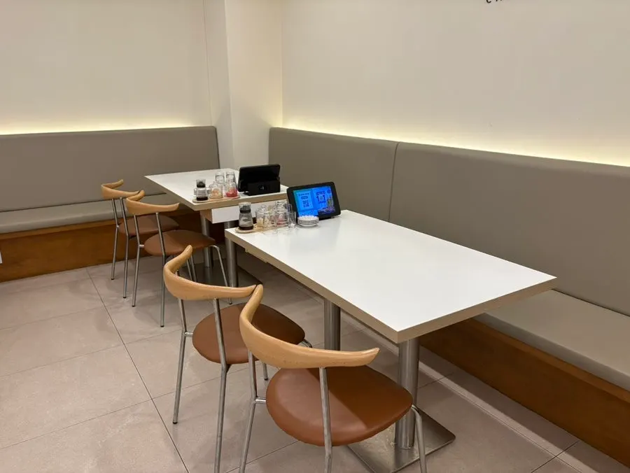 A view of the restaurant with counter seats good for solo dining
