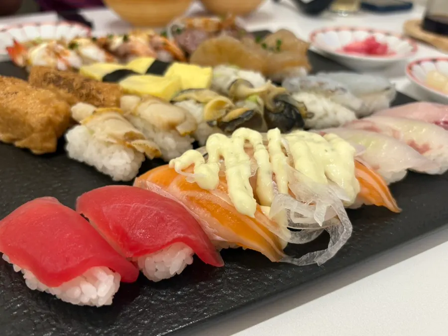 The full spread of the Family Set sushi