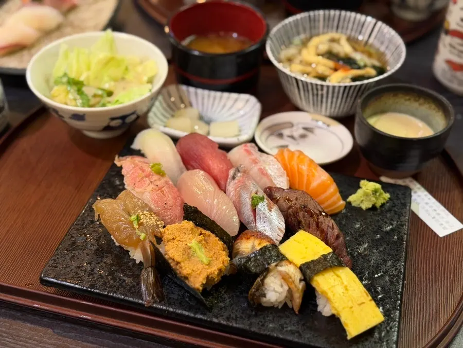 Hap Sushi Set including wagyu and monkfish liver