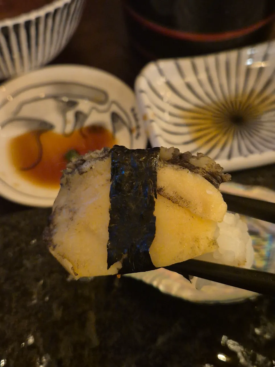 Close-up of octopus sushi from the VIP Sushi Set